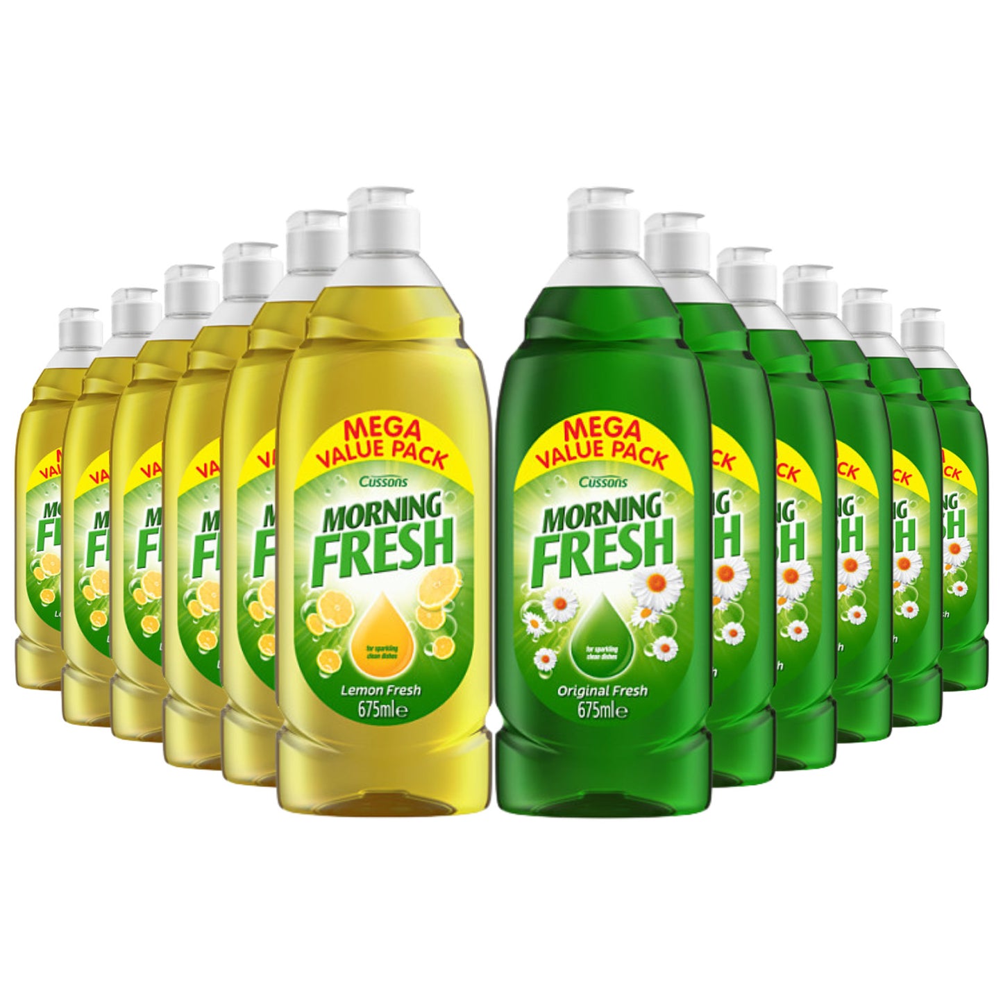 Morning Fresh 12x Washing Up Liquid Bundle 675ml Lemon & Original Mix Pack