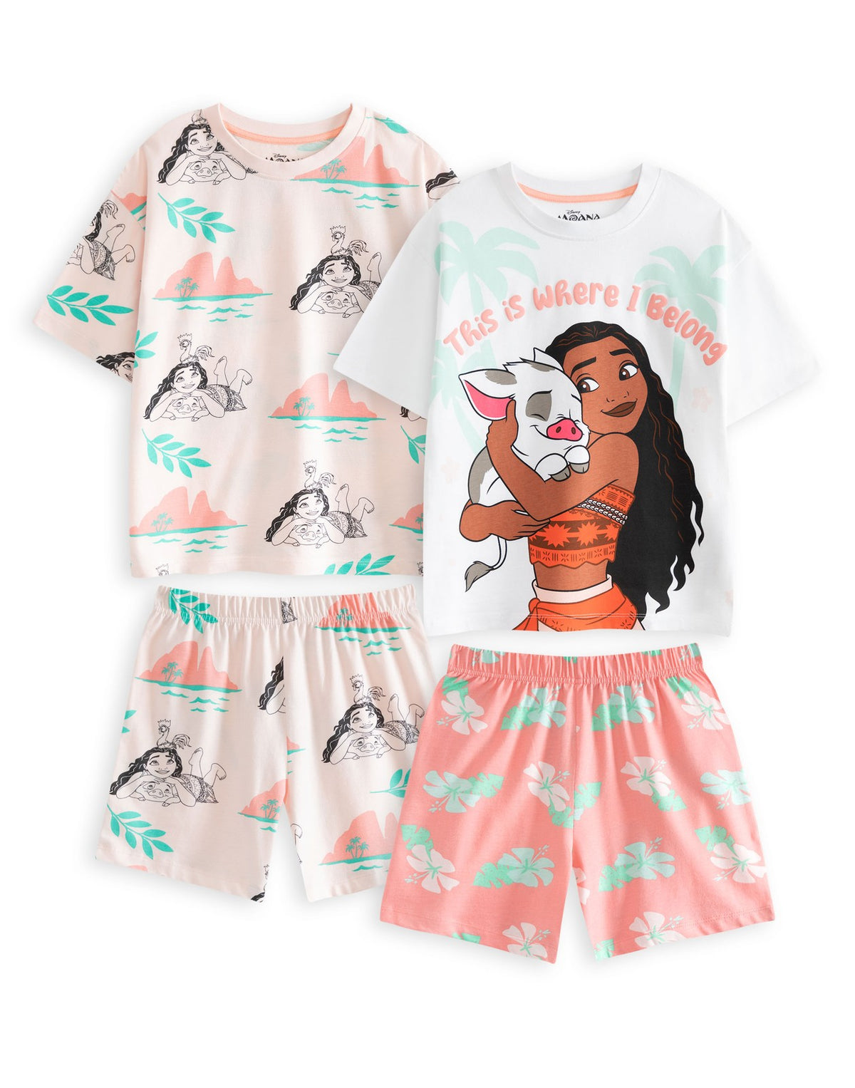 Disney Multi-Pack of 2 Short Sleeve Short Leg Pyjama Set | Girls Multicoloured |