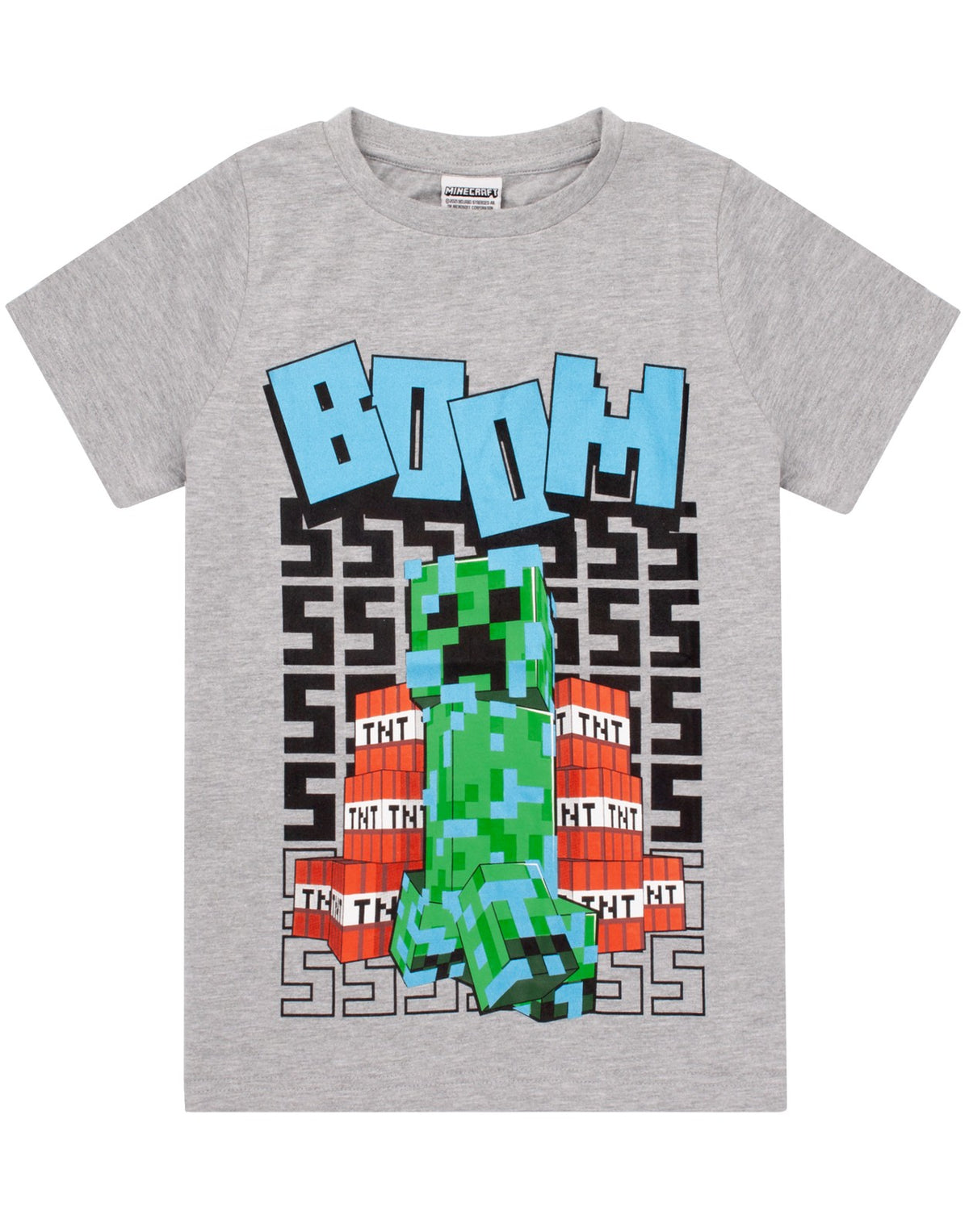 Minecraft Short Sleeved T-Shirt | Boys Grey Gaming | Official Merch
