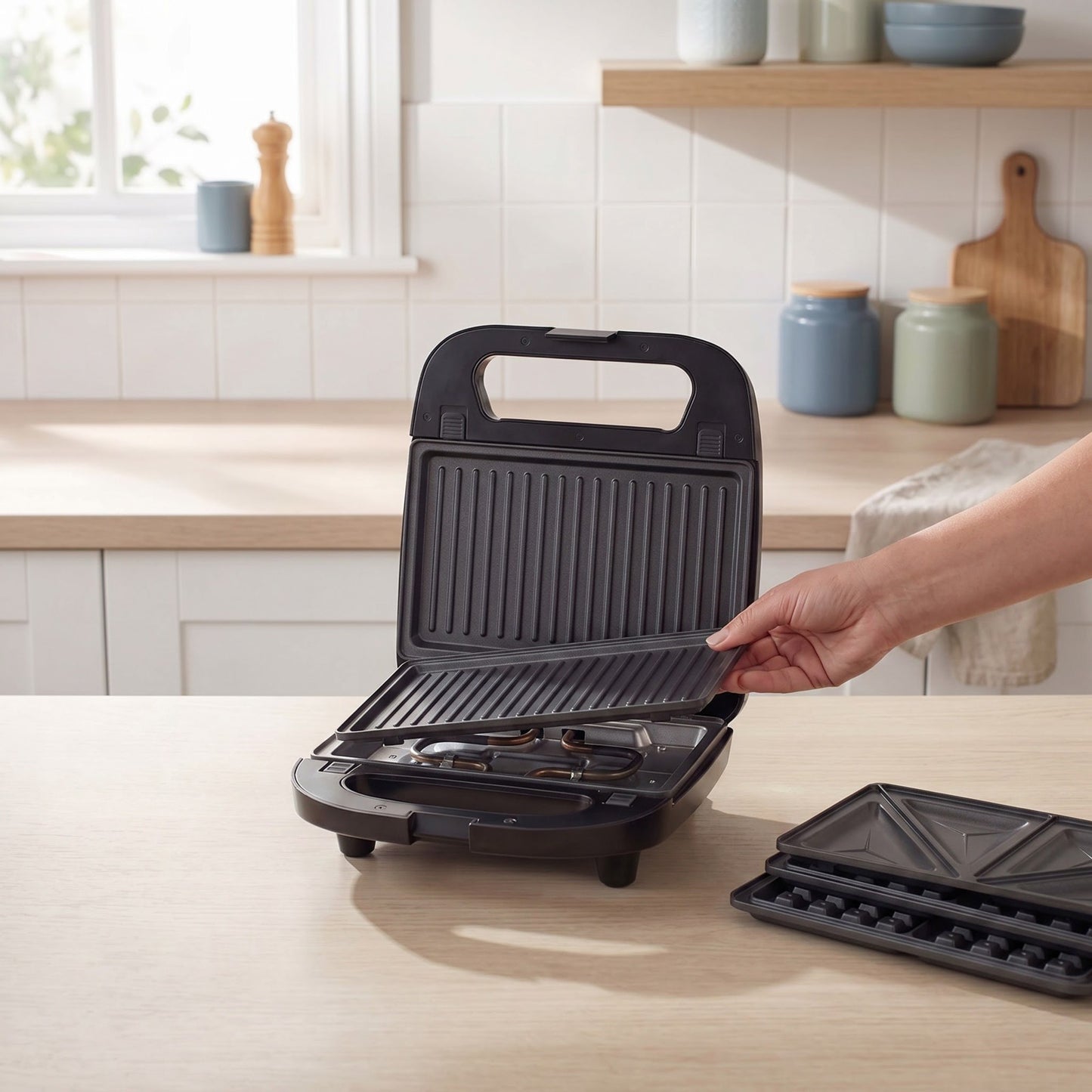 Progress 3-in-1 Snack Maker – Paninis, Toasties & Waffles, Non-Stick, 700W
