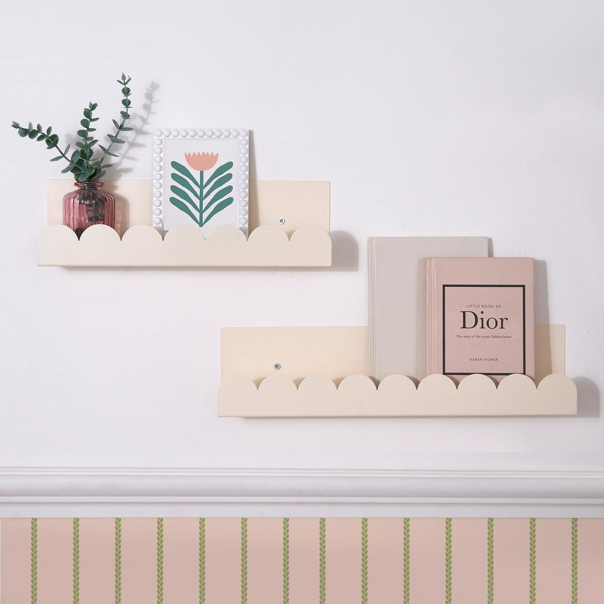 OHS Scallop Shelf Wall Mounted Storage Space Saving Modern Bedroom Home Decor