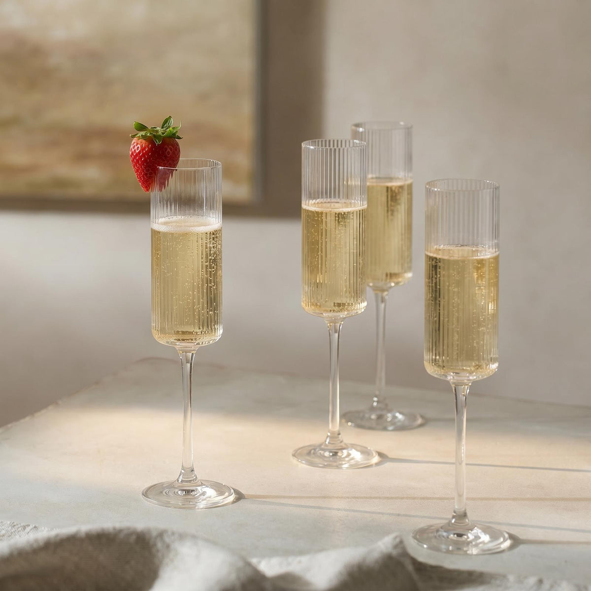 OHS Plastic Glasses Set of 2/4 Reusable Flute Champagne Cocktail Glass Picnic