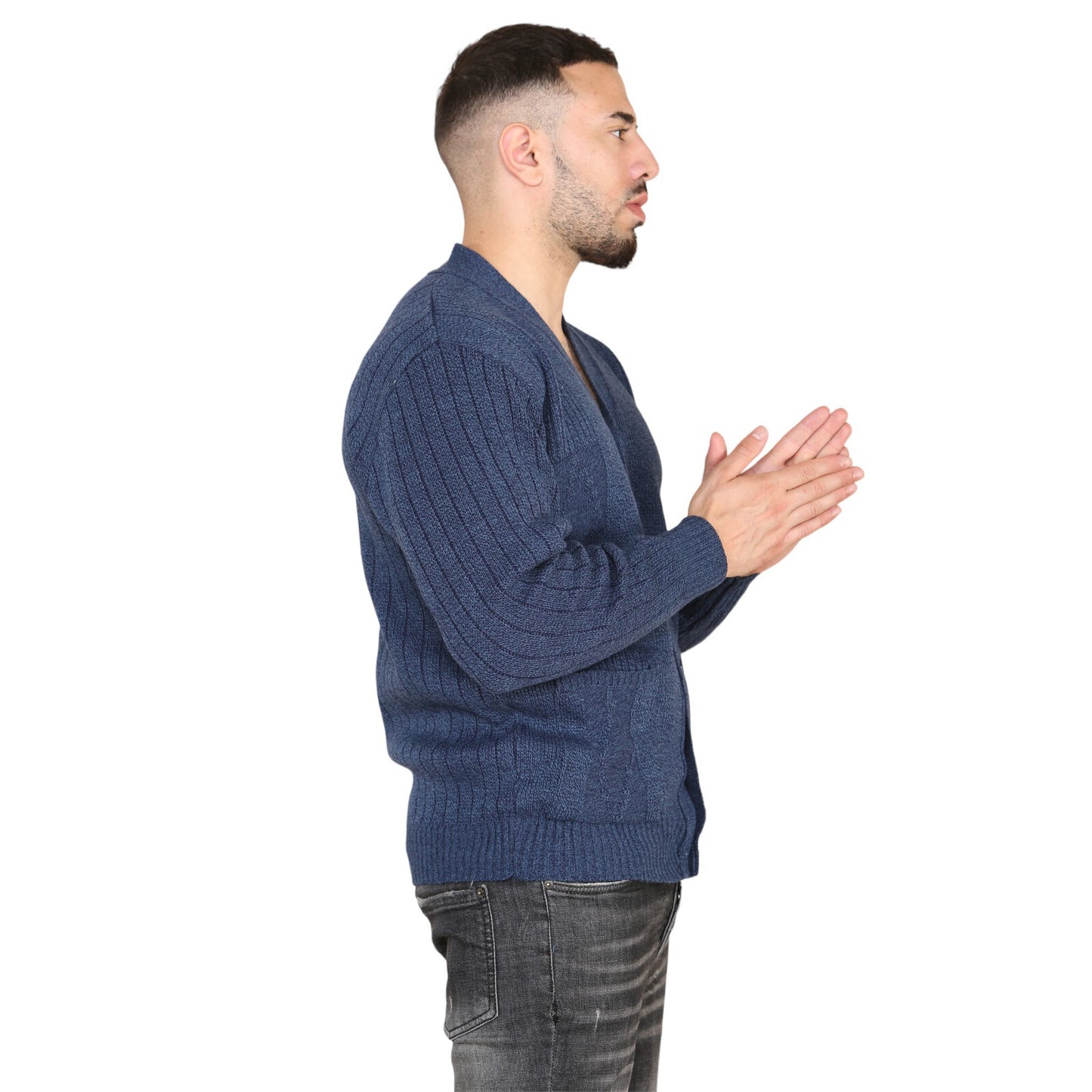 MENS AZTEC PATTERN CARDIGAN ZIP POCKET THICK WINTER WARM SWEATER KNITTED JUMPER