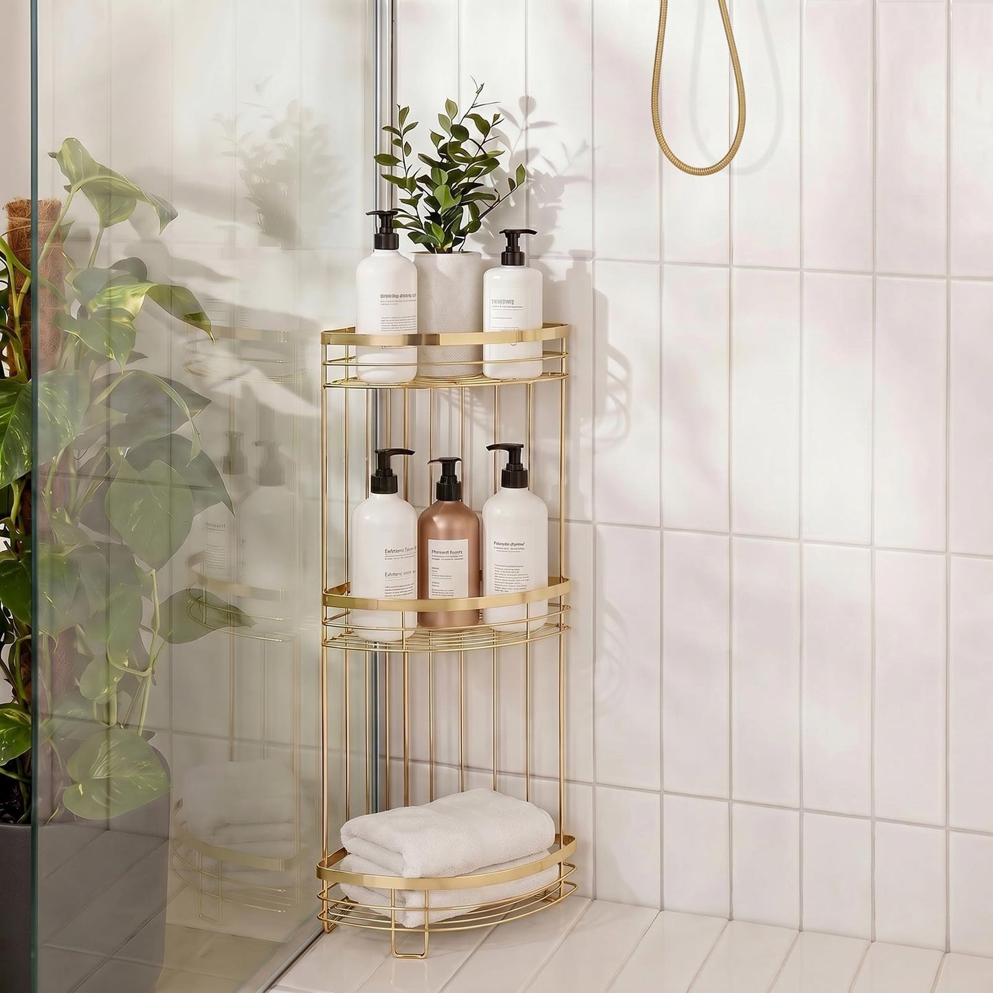 OHS 3 Tier Shower Caddy Bathroom Organiser Plastic Freestanding Corner Shelf
