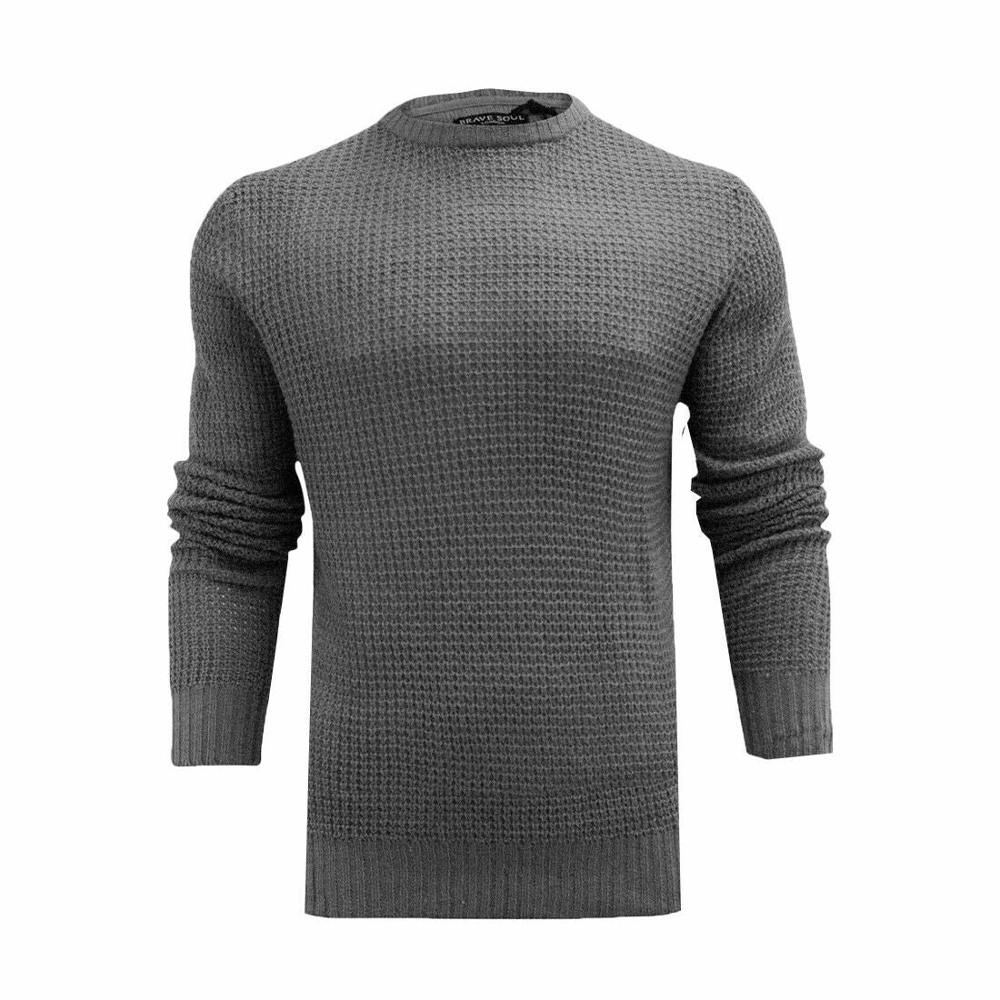 BRAVE SOUL CREW NECK JUMPERS MENS CLASSIC CASUAL KNITTED PULLOVER WINTER SWEATER