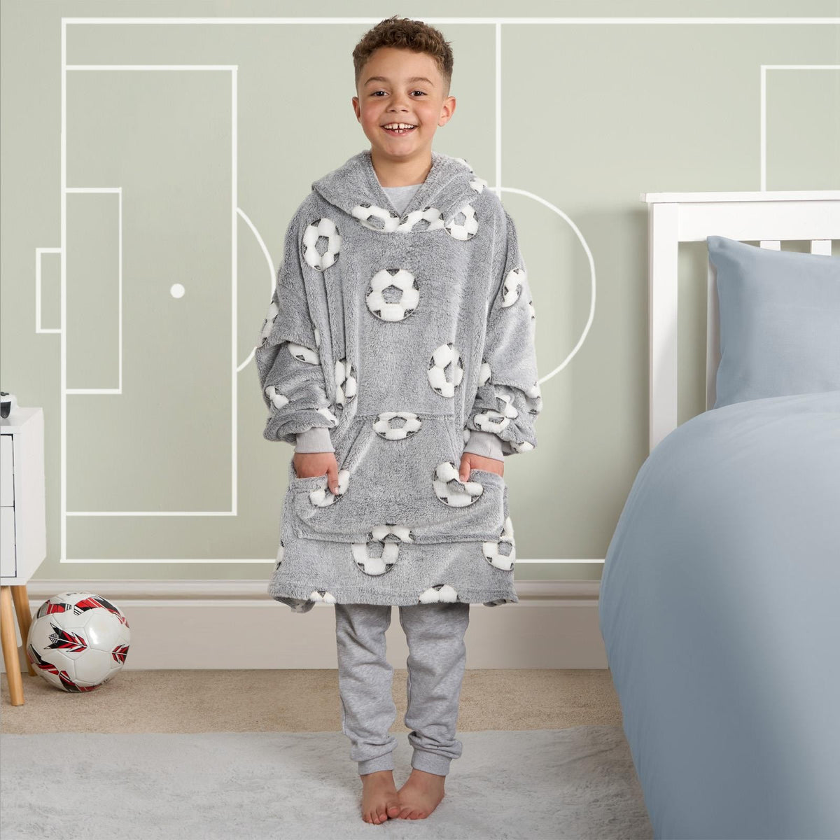 Hoodie Blanket Glow In The Dark Football Sherpa Fleece Oversized Soft Jumper