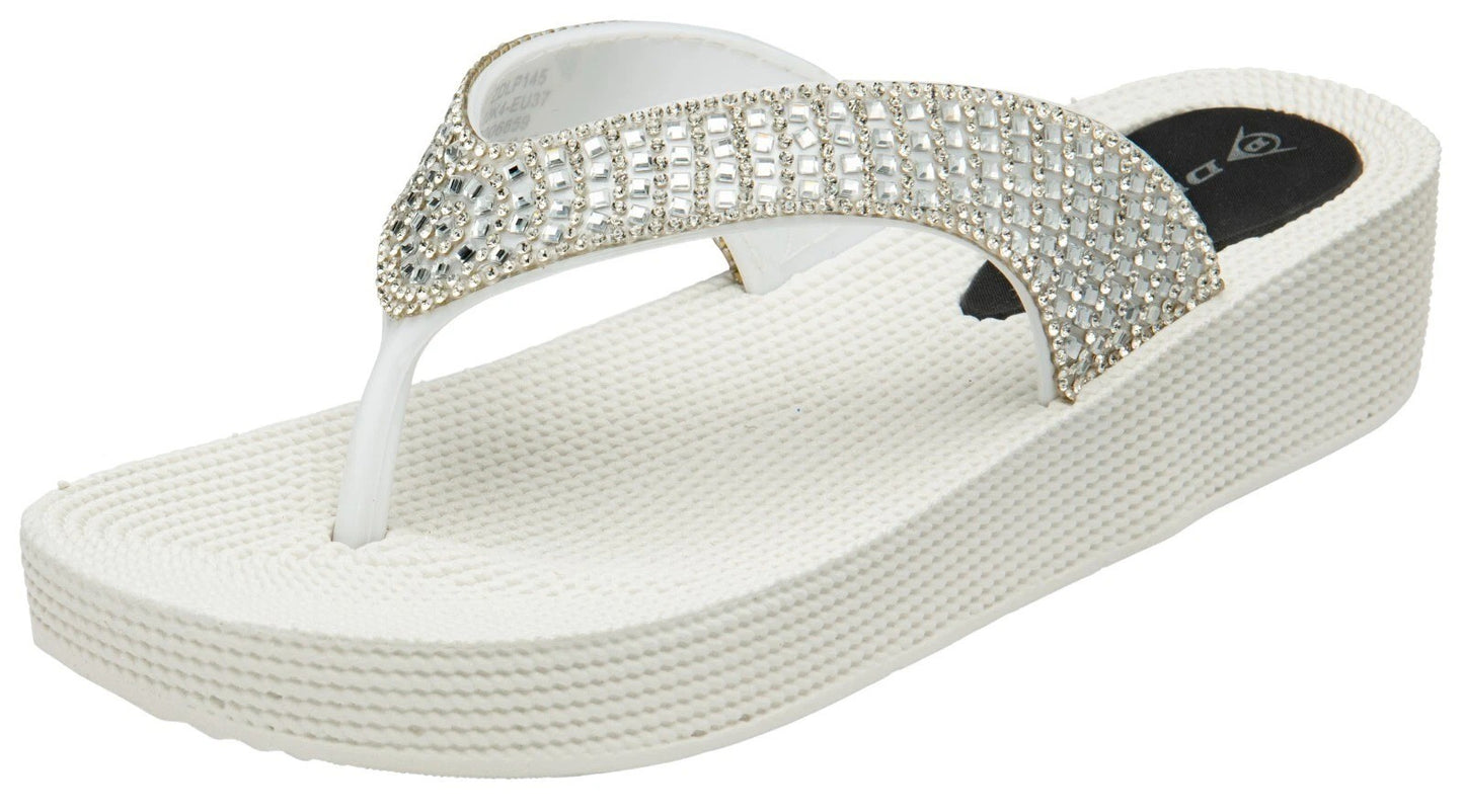 Dunlop Women's Low Wedge Slip-On Flip Flops ? Comfortable Summer Beach Sandals