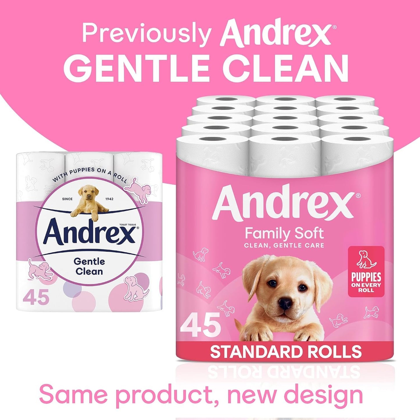 Andrex Family Soft Toilet Roll - 45 Toilet Rolls, Bulk Buy, Fragrance Free, FSC