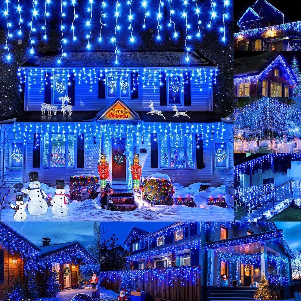 CHRISTMAS LED WHITE SNOWING ICICLE BRIGHT PARTY WEDDING XMAS OUTDOOR LIGHTS