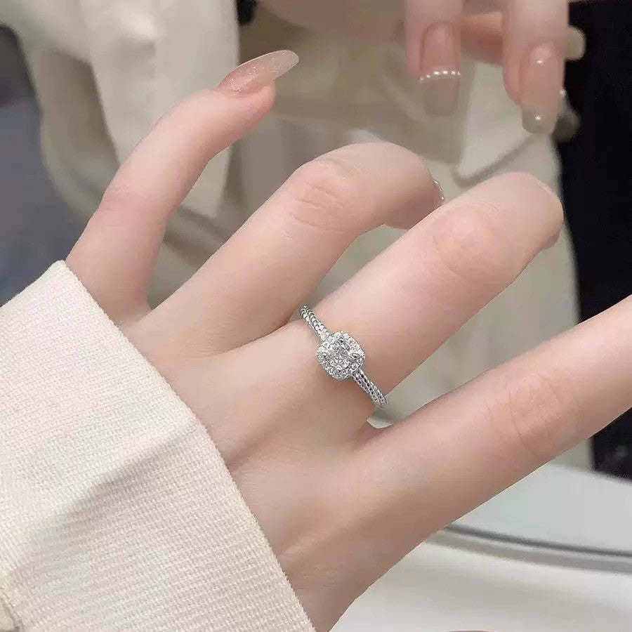 925 Sterling Silver Cubic Zirconia Adjustable Ring Women Girls Jewellery Gift