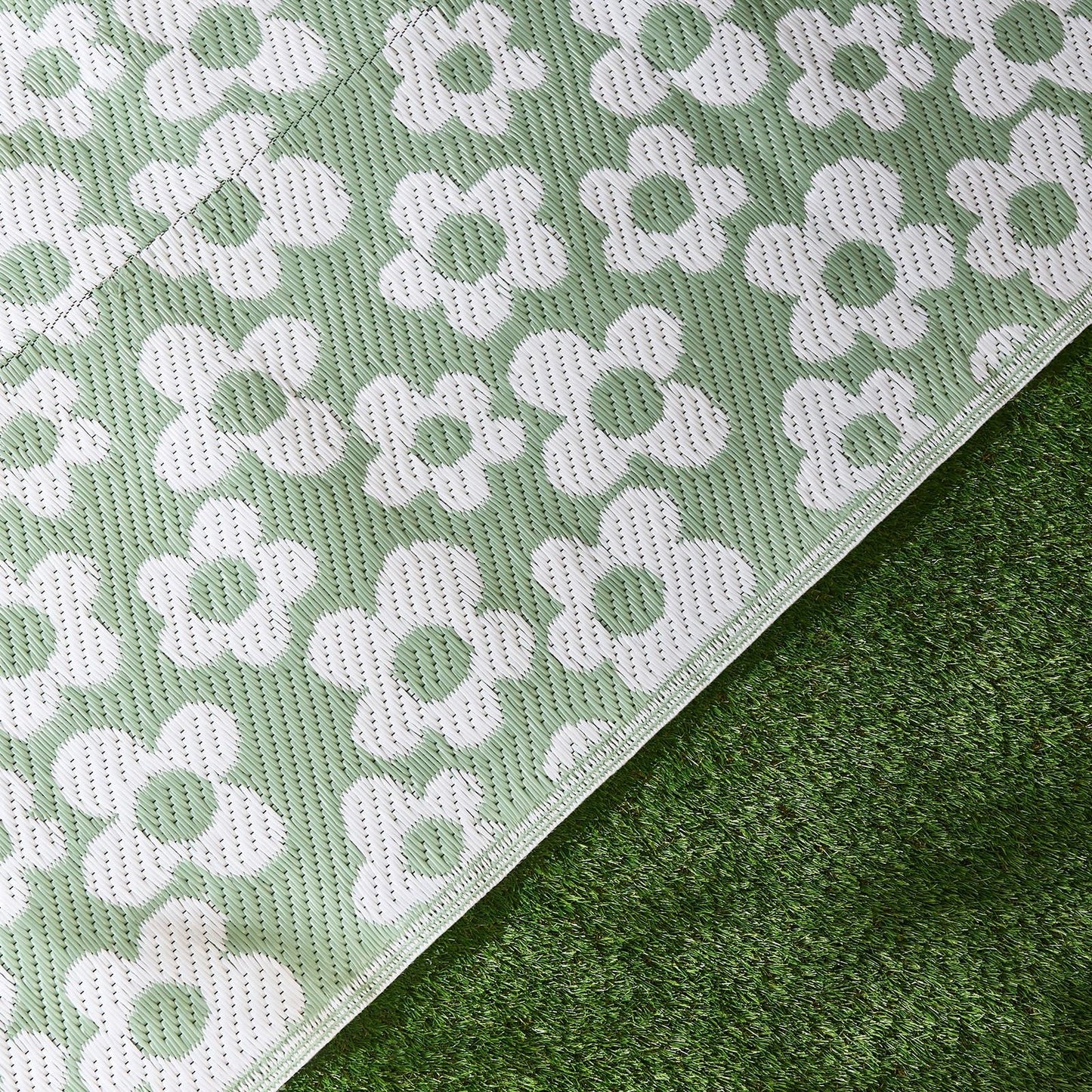 OHS Daisy Print Garden Rug Outdoor Waterproof Area Mat Patio Decor