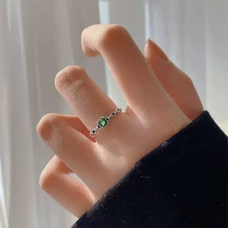 925 Sterling Silver Crystal Fashion Adjustable Ring Women Girls Jewellery Gift