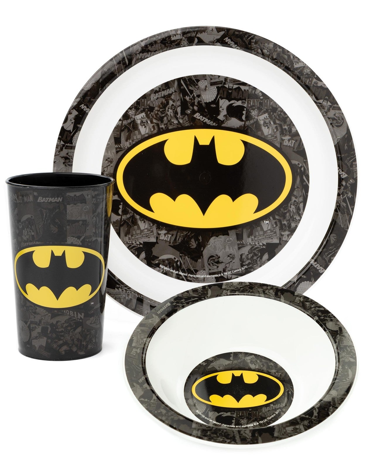 DC Comics 3 Piece Tableware Set | Unisex Kids Black | Official Merch