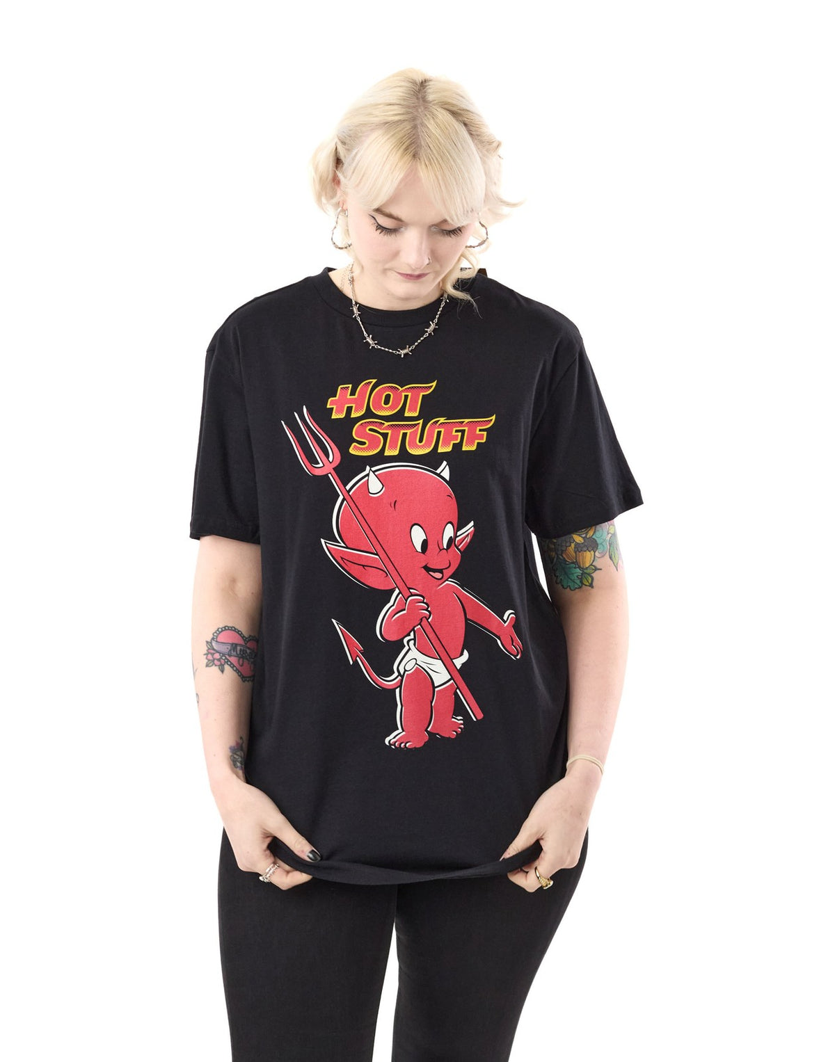 Hot Stuff Short Sleeved T-Shirt | Unisex Black | Official Merch