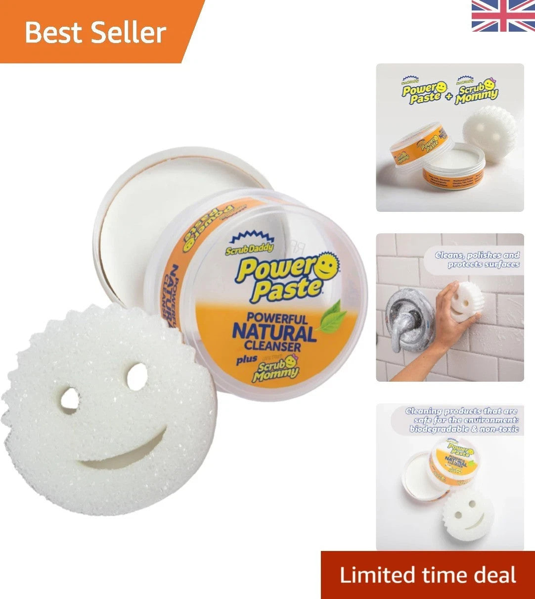 Scrub Daddy Power Paste Cleaner with Scrub Mommy Sponge for Heavy Duty Cleaning