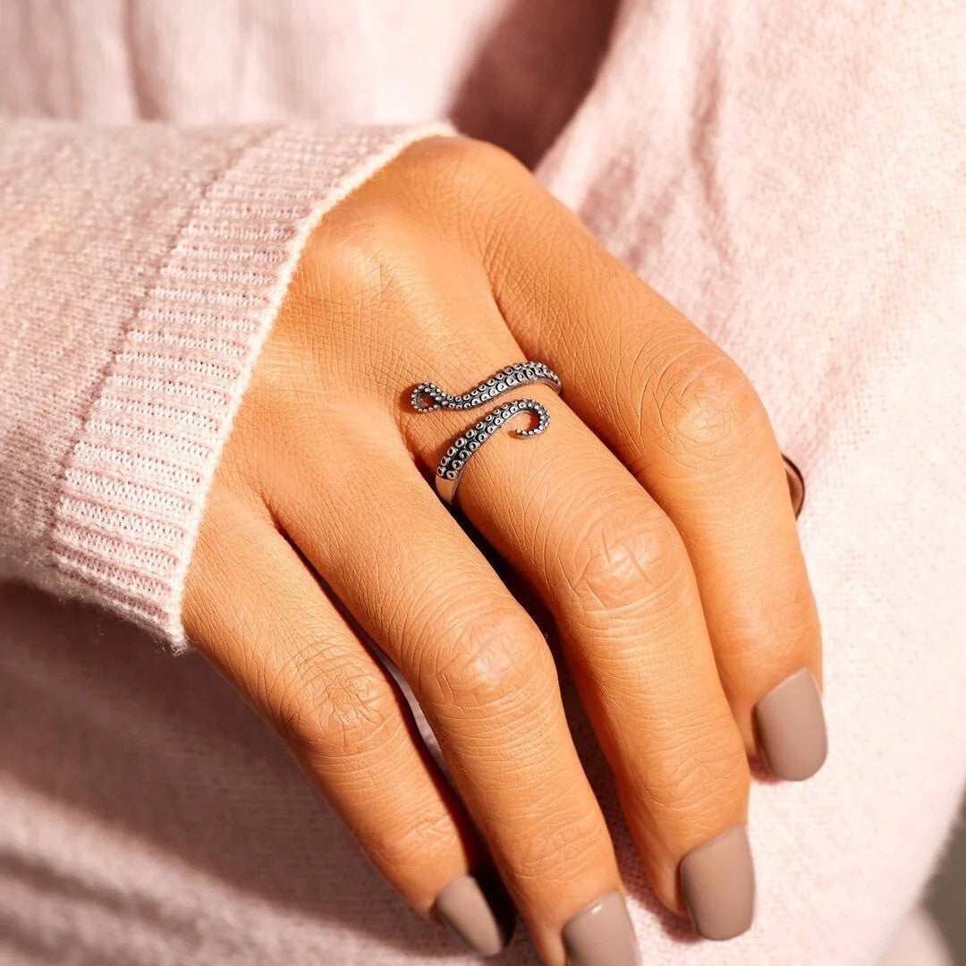 925 Sterling Silver Vintage Octopus Adjustable Ring Women Girls Jewellery Gift