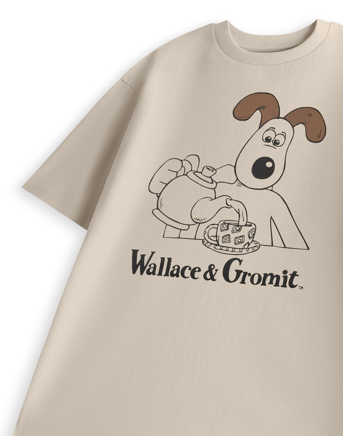 Wallace And Gromit Short Sleeved T-Shirt | Mens Oatmeal | Official Merch