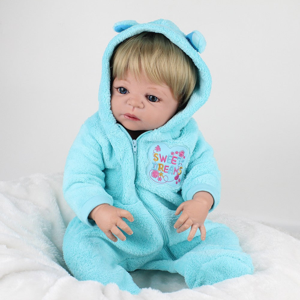 22" Lifelike Reborn Baby Dolls Toddler Boy Full Body Vinyl Silicone Newborn Doll