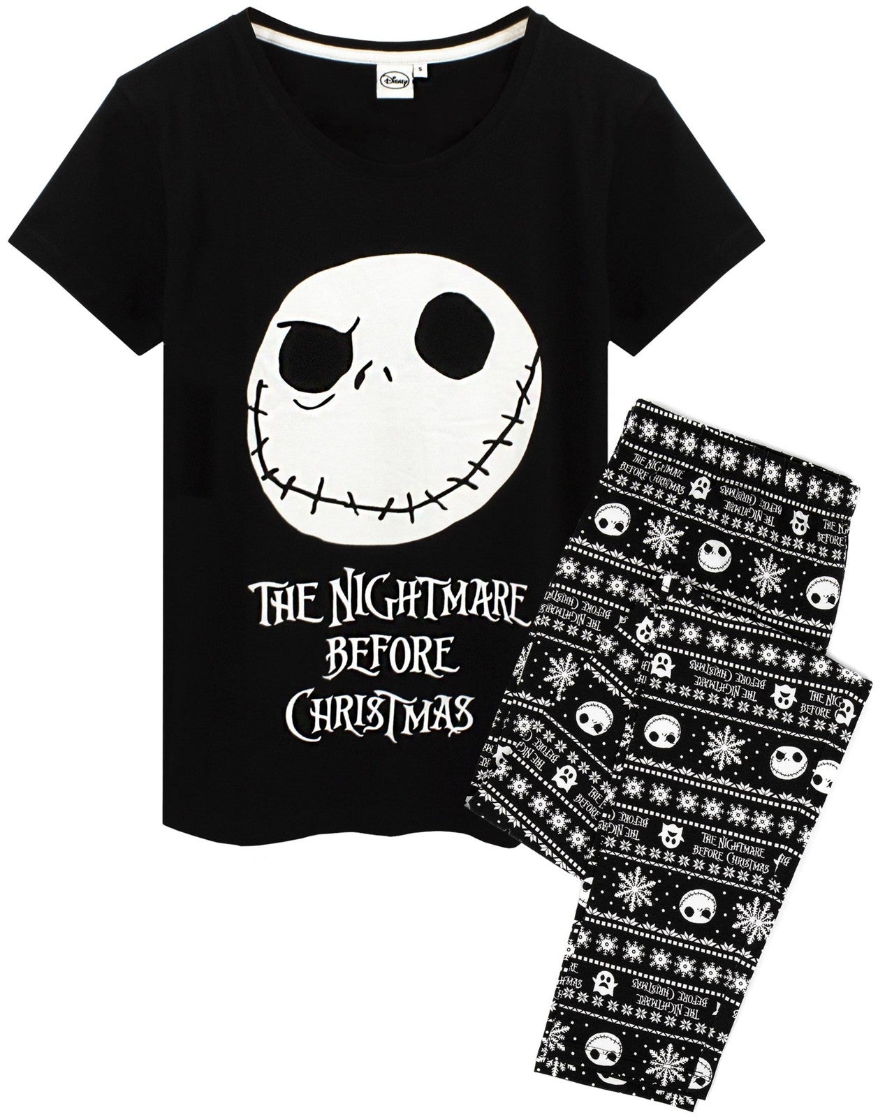Disney Short Sleeve Long Leg Pyjama Set | Womens Black | Official Merch