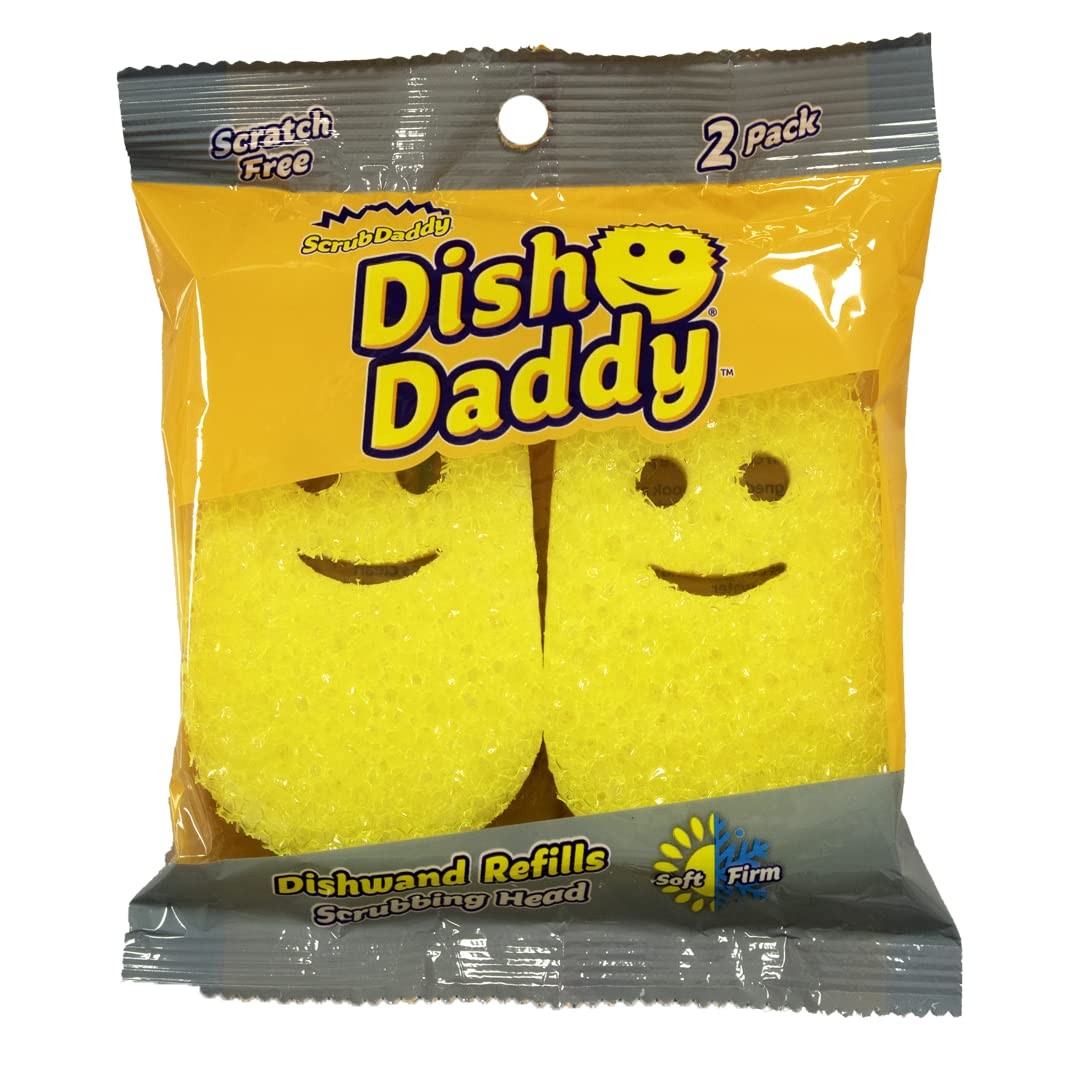 Scrub Daddy Dish Daddy Wand, Refill Heads, Sponge & Connector Head, Soap Disp...