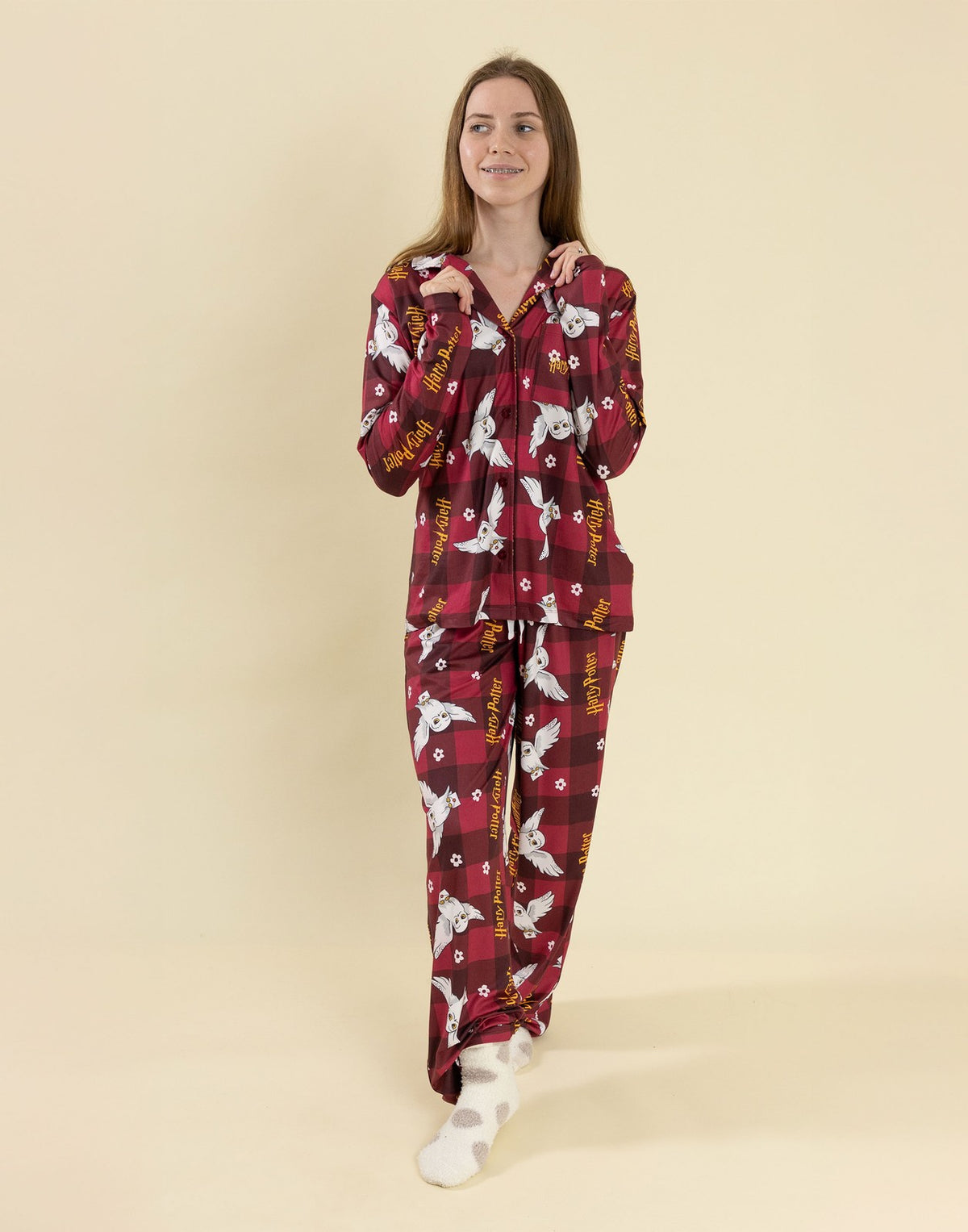 Harry Potter Long Sleeve Long Leg Pyjama Set | Womens Red | Official Merch