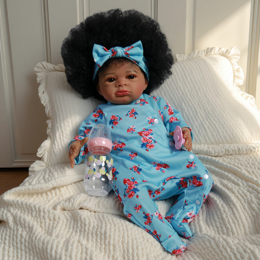 18" Lifelike Reborn Dolls Black African American Girl Doll Newborn Babies Gift