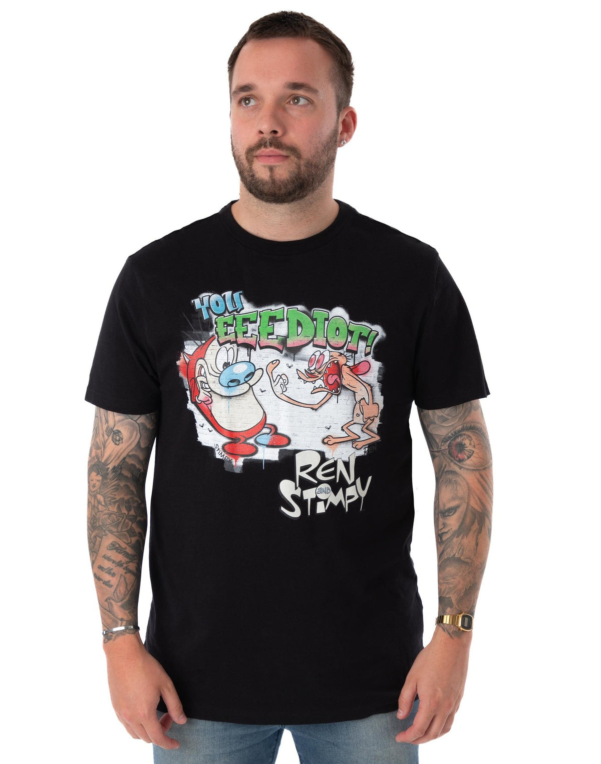 Ren & Stimpy Short Sleeved T-Shirt | Unisex Black | Official Merch