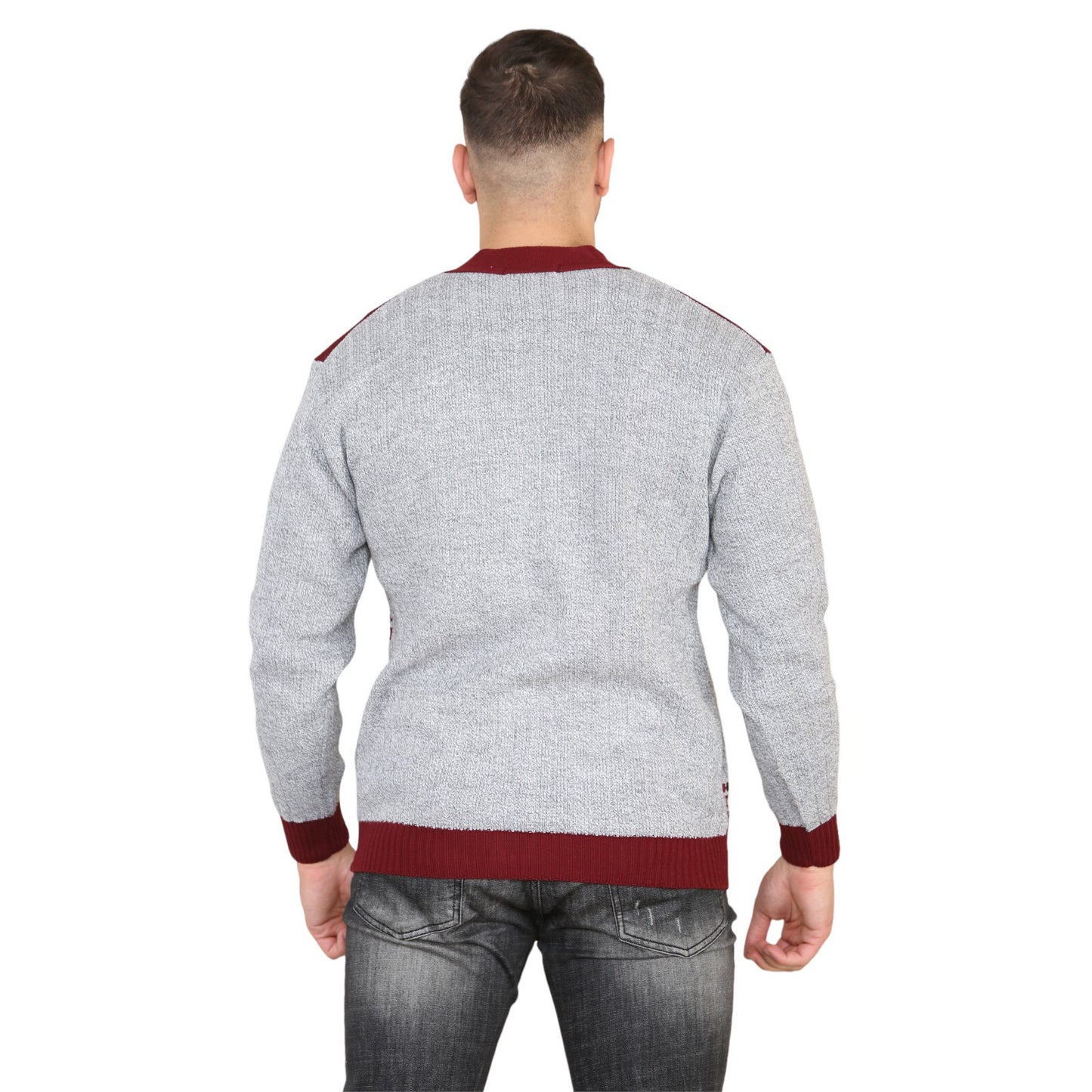 MENS AZTEC PATTERN CARDIGAN ZIP POCKET THICK WINTER WARM SWEATER KNITTED JUMPER