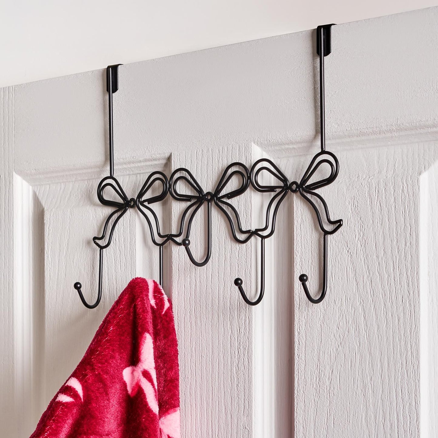 OHS Bows Over the Door Hook Hanger 5 Hooks Coats Towel Rack