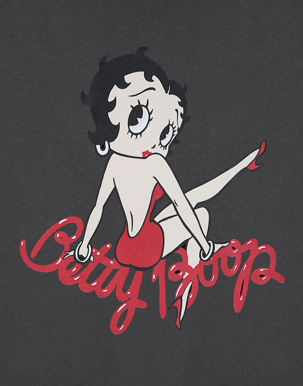 Betty Boop Cropped Short Sleeved T-Shirt | Womens Charcoal | Official Merch