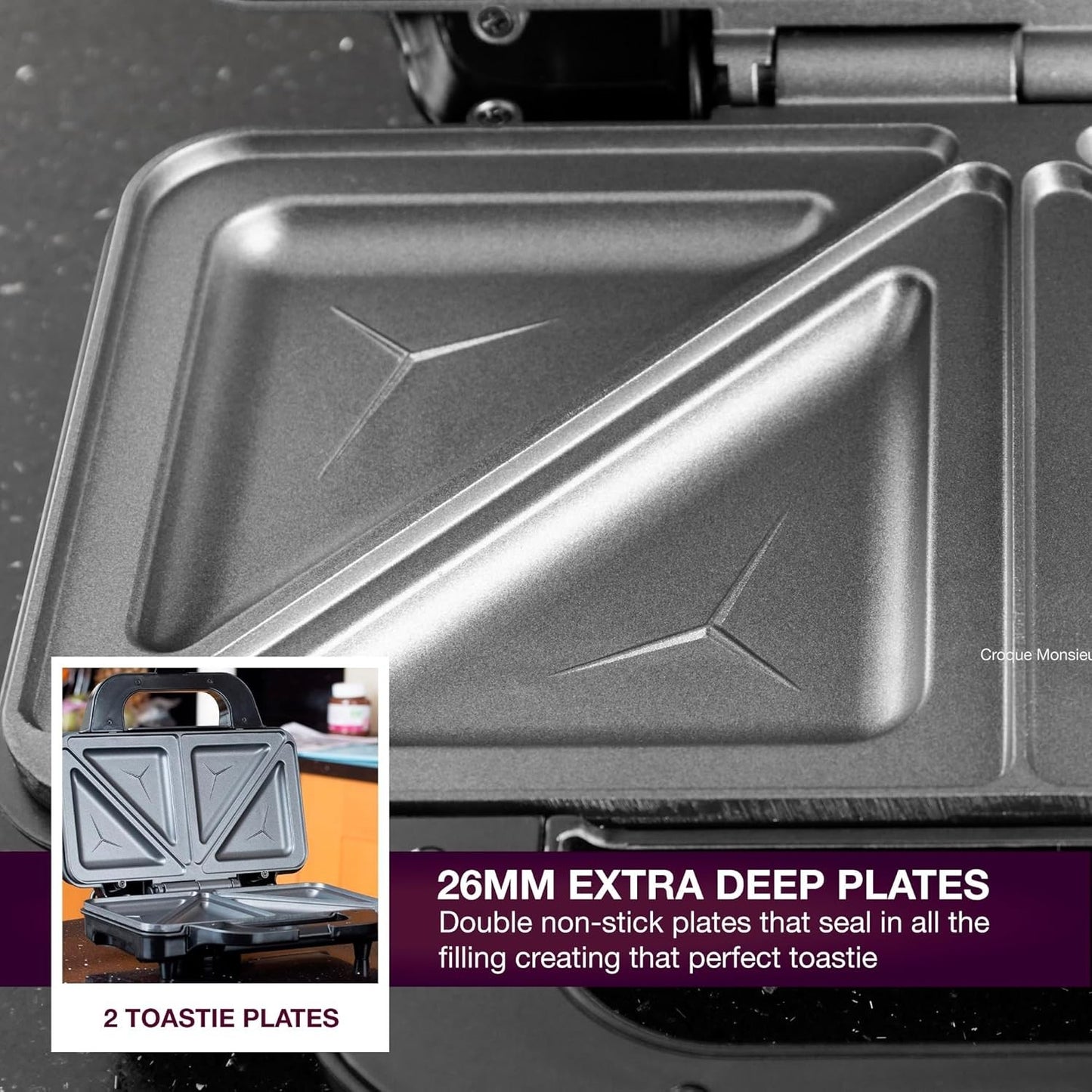 Toastie Maker Sandwich Toaster Extra Deep Fill Grill Toasty Machine Andrew James
