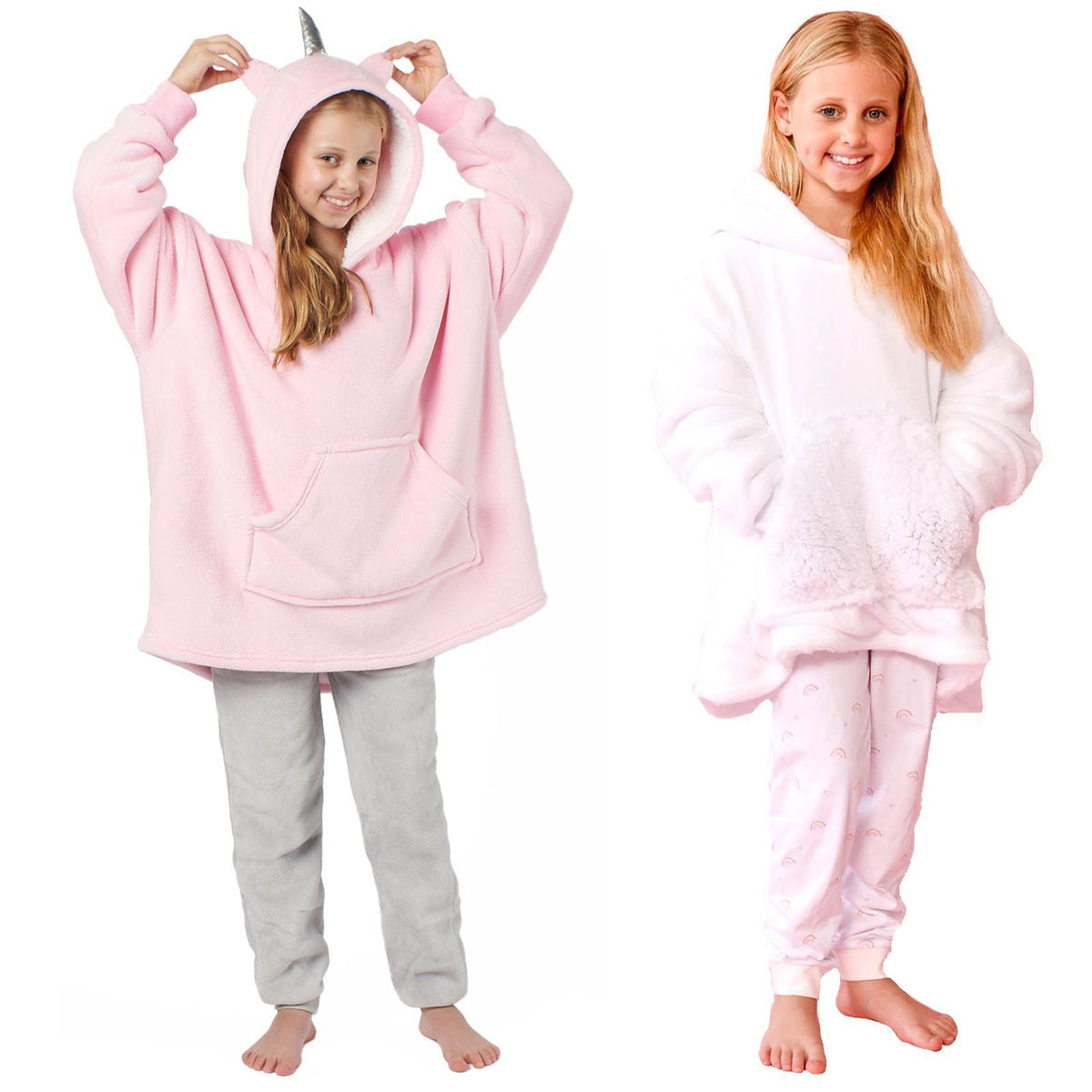 Dreamscene Unicorn Hoodie Blanket Oversized Sherpa Fleece Kids Plush Soft Warm