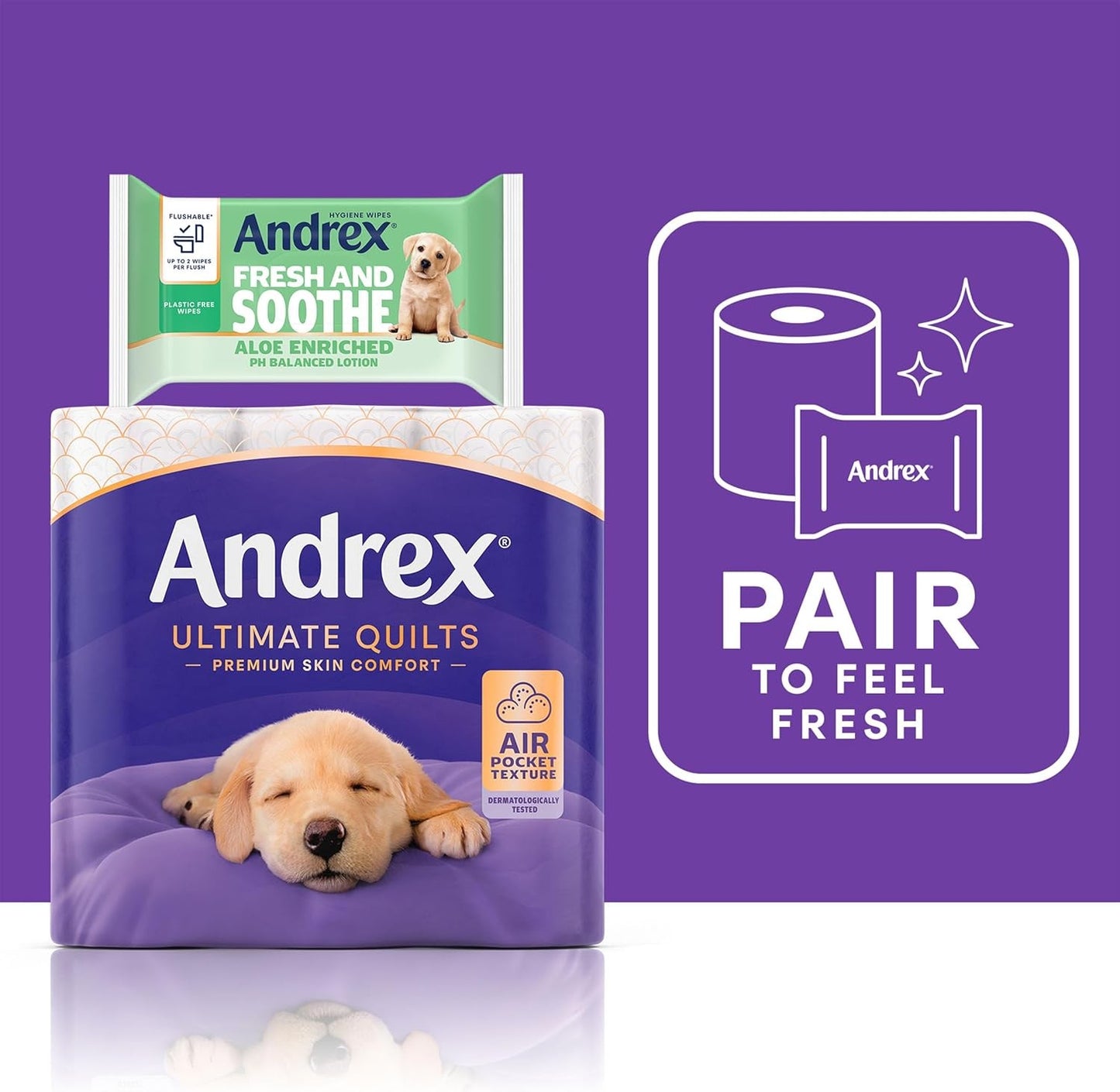 Andrex Ultimate Quilts Toilet Tissue 9 Standard Toilet Rolls, Air Pocket