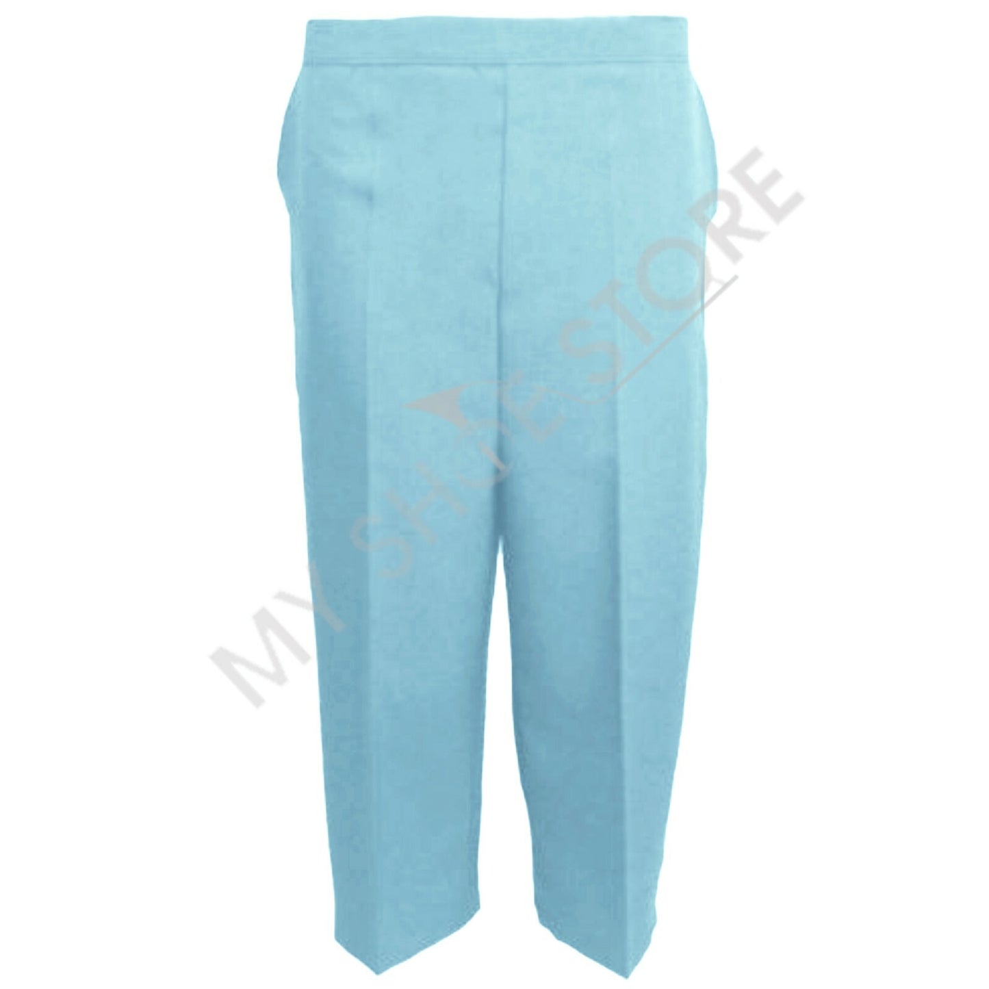 3/4 LENGTH WOMENS LADIES STRETCH ELASTICATED WAIST PLAIN PANTS CROPPED TROUSERS