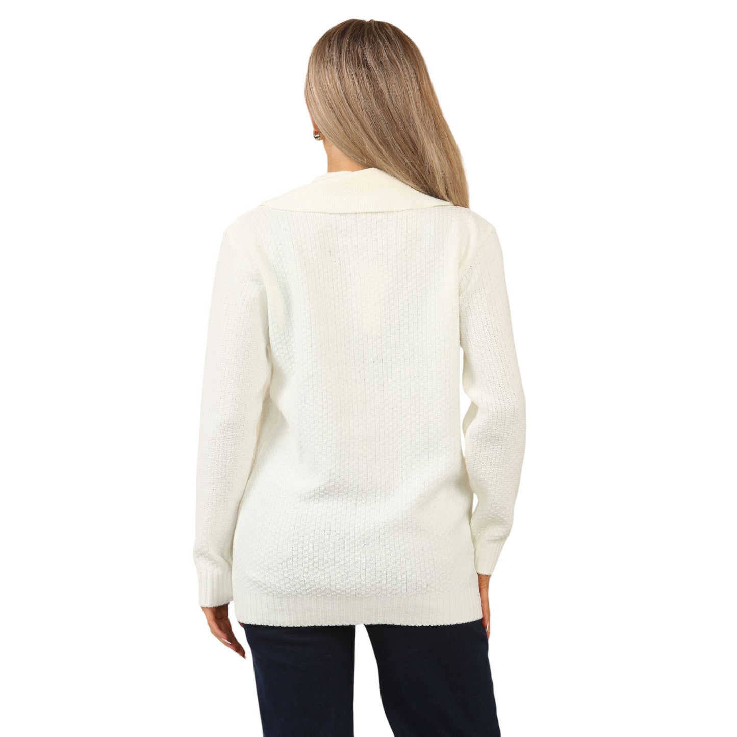 WOMENS ZIP UP CARDIGAN LADIES DIAMOND CABLE KNIT LONG SLEEVES SWEATER TOP JUMPER