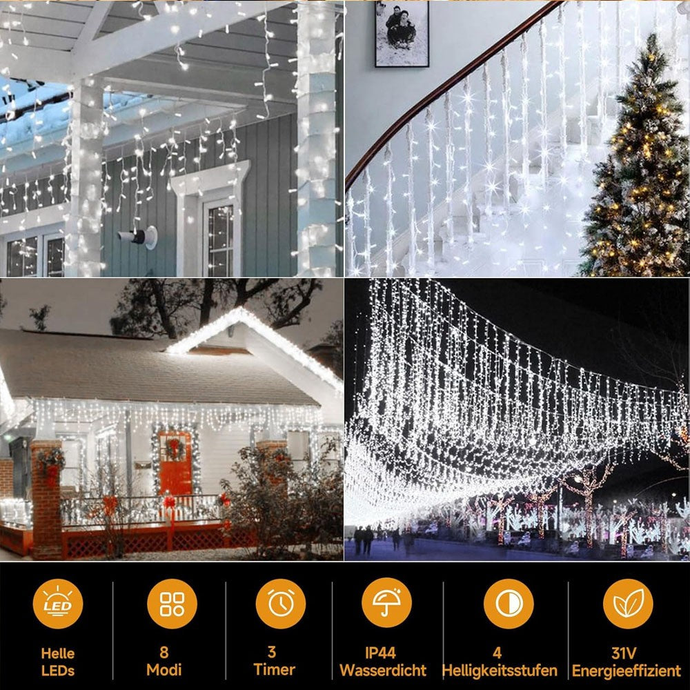 CHRISTMAS LED WHITE SNOWING ICICLE BRIGHT PARTY WEDDING XMAS OUTDOOR LIGHTS