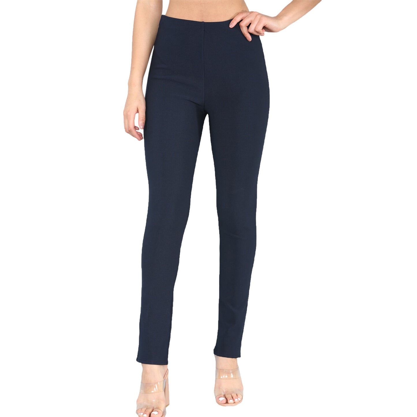 PACK OF 2 LADIES WOMENS STRAIGHT LEG RIBBED TROUSERS STRETCH PULL ON PANTS 8-26