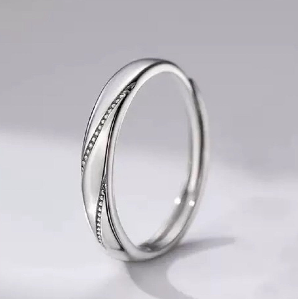 925 Sterling Silver Crystal Stone Adjustable Ring Women Girls Jewellery Gift UK