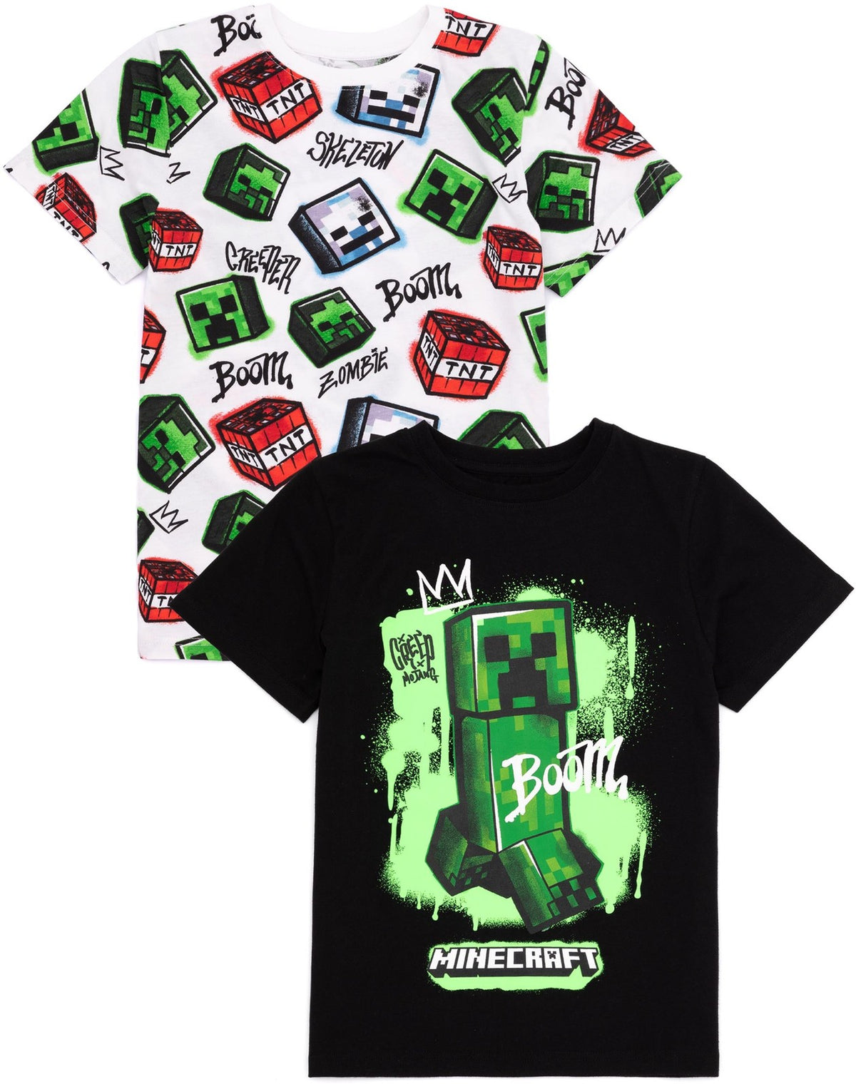 Minecraft Multi-Pack of 2 Short-Sleeved T-Shirts | Boys Multicoloured Gaming | O