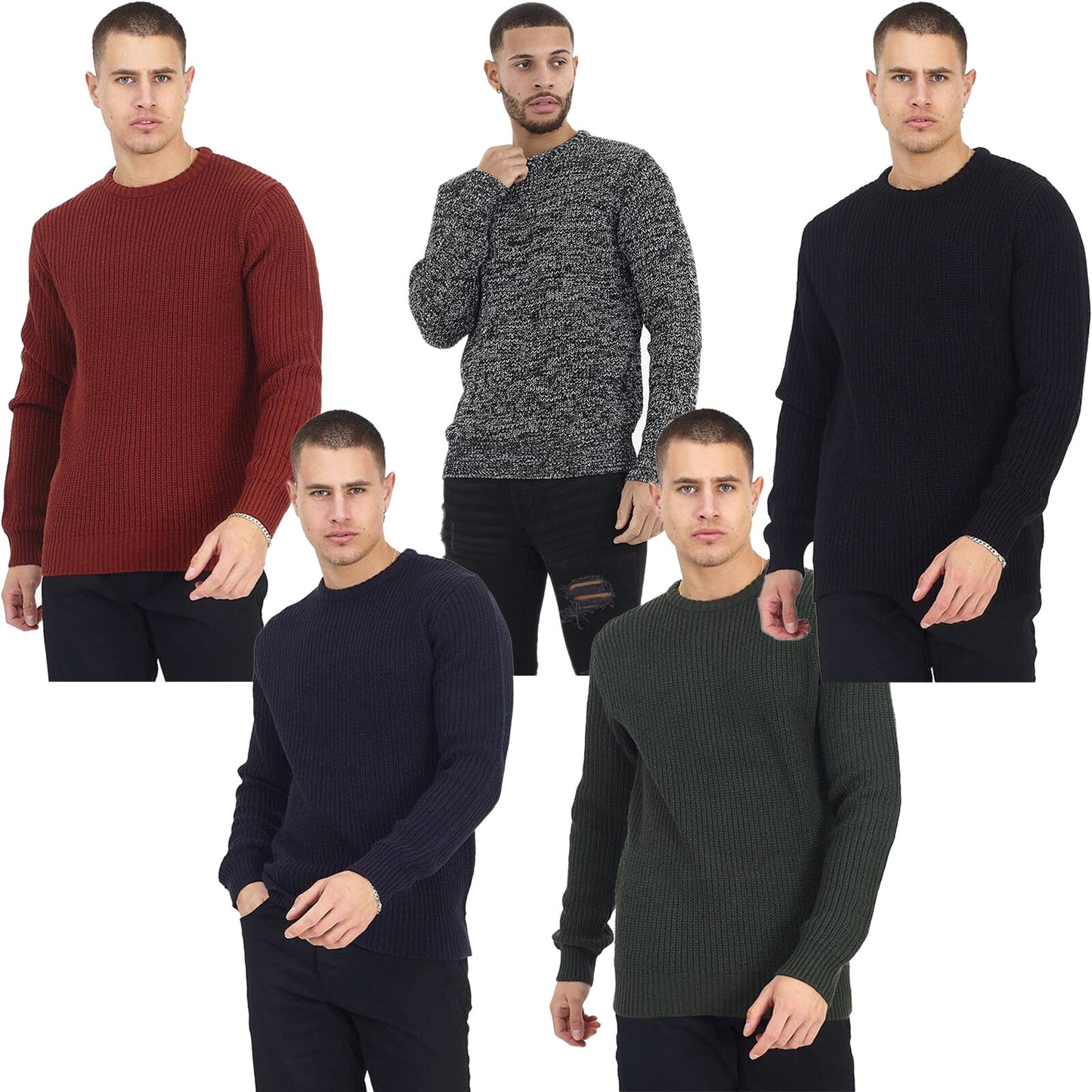 BRAVE SOUL MENS CREW NECK JUMPERS PULLOVER LONG SLEEVE WINTER SWEATER KNITTED TO