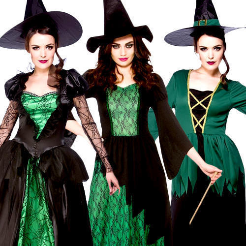 Ladies GREEN WITCHES of Eastwick Fancy Dress Halloween Spooky Costumes Size 8-24