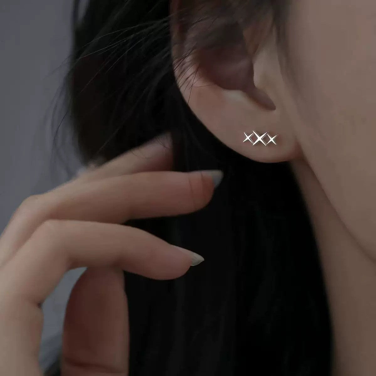 925 Sterling Silver Lovely Star Linked Stud Earrings Jewellery Women Girls Gift