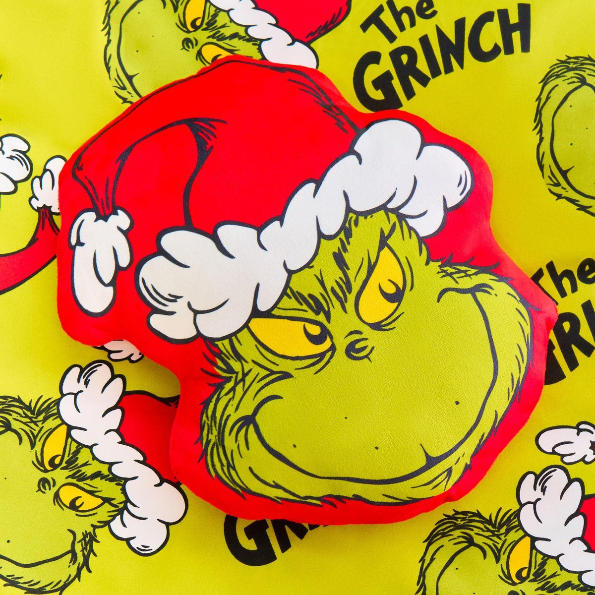 OHS Grinch Decorative Cushion Christmas Filled Scatter Pillow Festive Home Decor