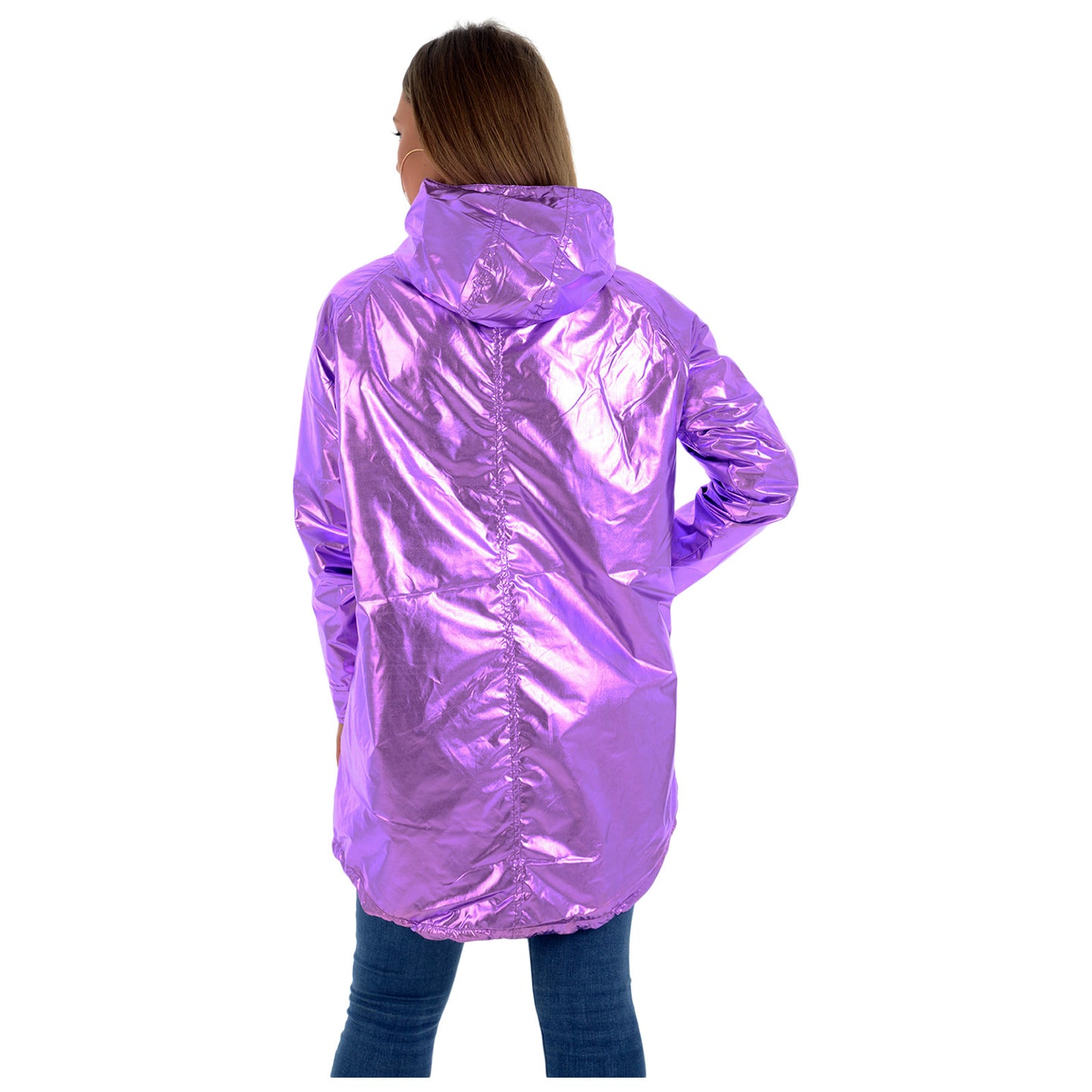 LADIES RAINCOAT WOMENS WATERPROOF FESTIVAL HOODED COAT PARKA RUBBERISED JACKET
