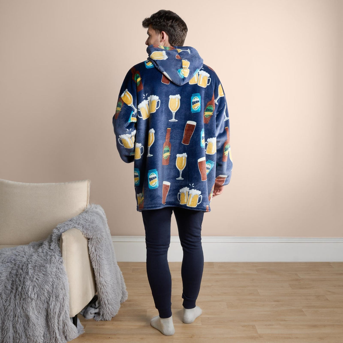 Beer Hoodie Blanket Sweatshirt Sherpa Fleece Oversized Jumper Throw Plush Warm
