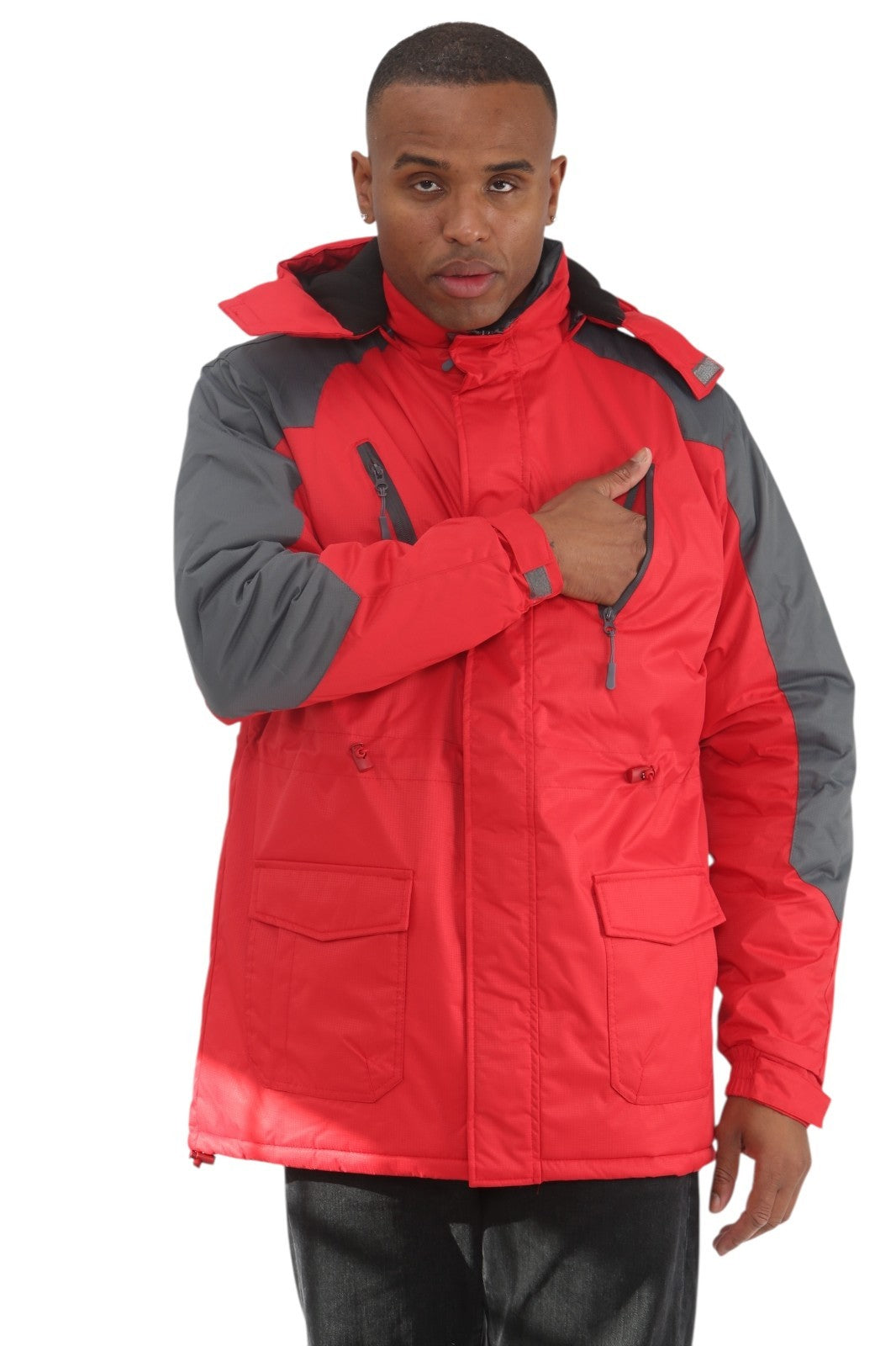 Mens Padded Winter Jacket Fleece Lined Warm Coat Hooded Waterproof Parka