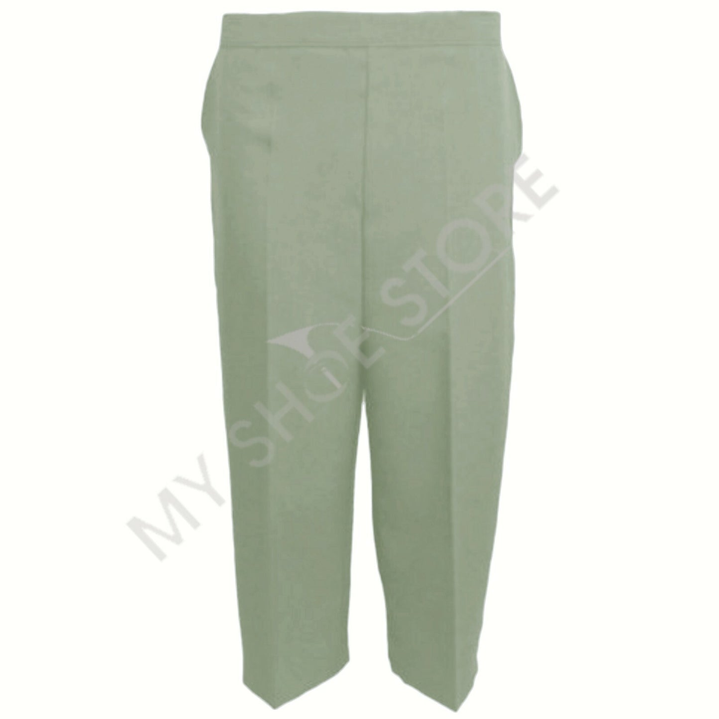 3/4 LENGTH WOMENS LADIES STRETCH ELASTICATED WAIST PLAIN PANTS CROPPED TROUSERS