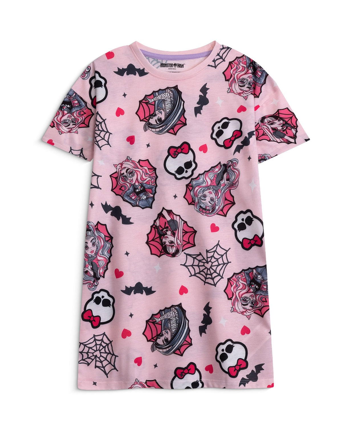 Monster High Multi-Pack of 2 Short Sleeve Nightdress | Girls Pink | Official Mer