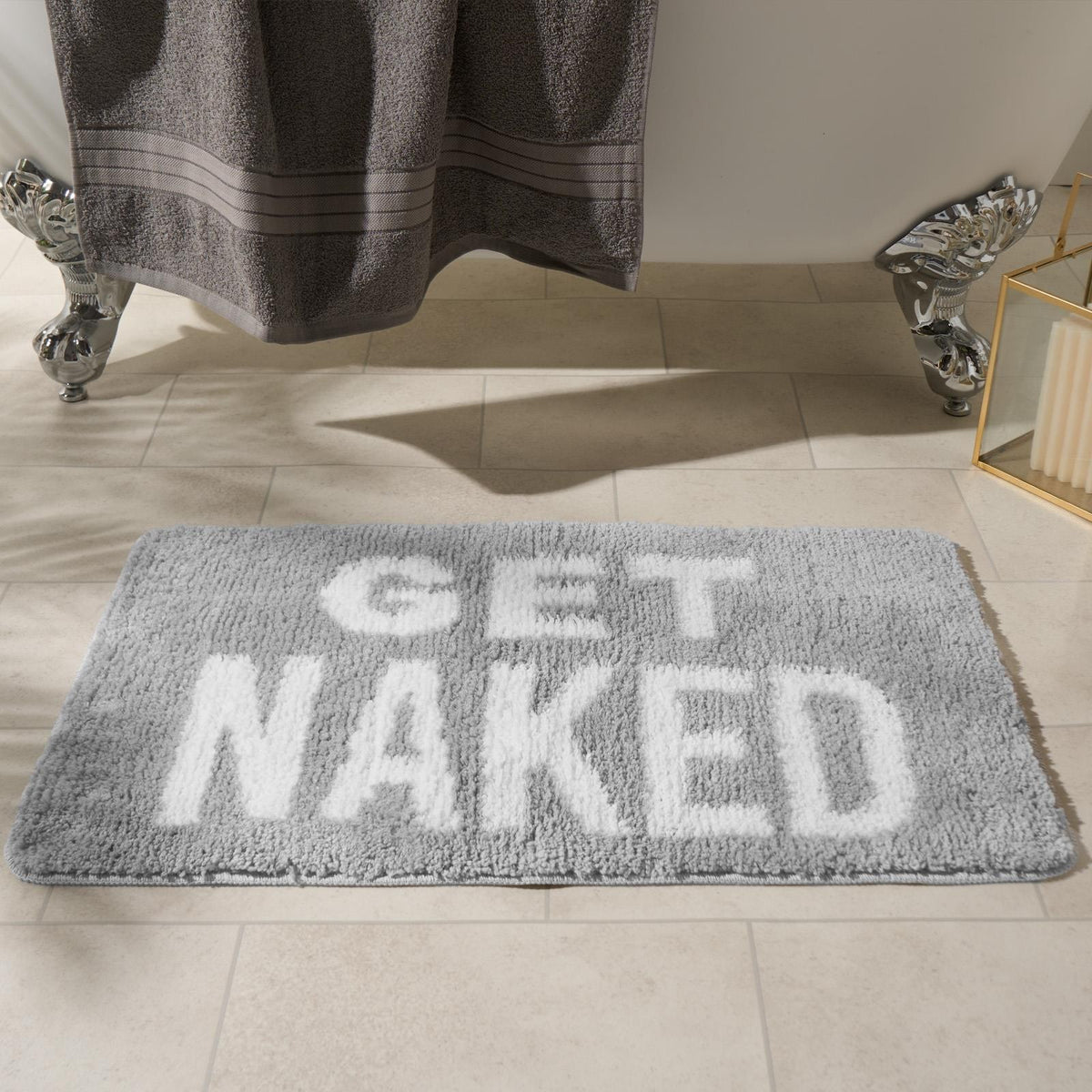 Bath Mat Non Slip Soft Get Naked Shower Textured Shaggy Absorbent Bathroom Rug