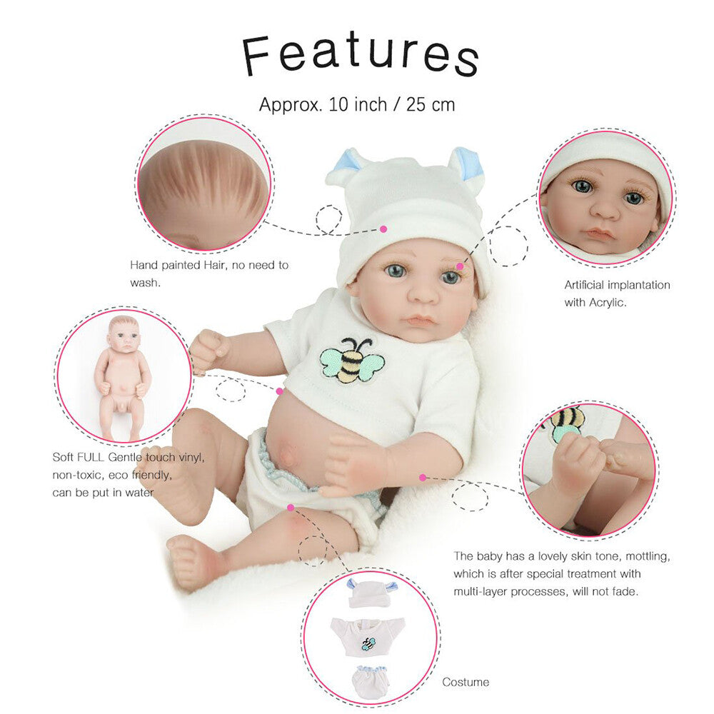 Mini Reborn Newborn Baby Dolls Full Body Vinyl Silicone Handmade Boy Doll Gift